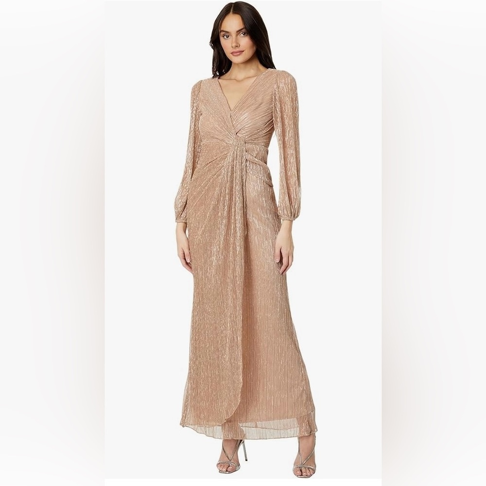 NWT! Adrianna Papell - Metallic Mesh Draped Gown - size 10 $115.00